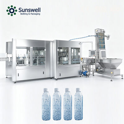 Linea di produzione completa chiavi in mano per il riempimento di acqua in bottiglia da 24000 BPH da 500 ml