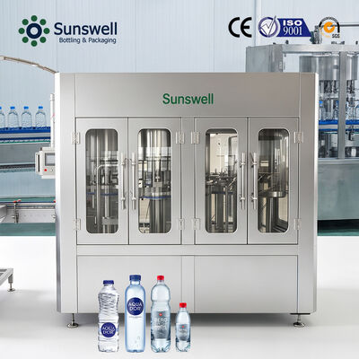 Linea di produzione di acqua pura per piccole bottiglie con lavaggio, riempimento e tappatura